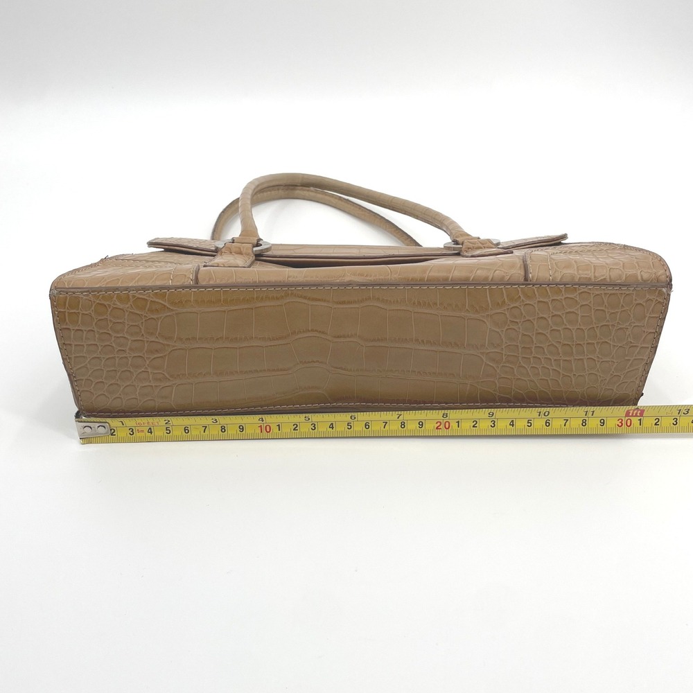VTG Tommy Hilfiger Shoulder Bag Womens Medium Tan Faux Leather Croc Embossed Y2K - Picture 4 of 13